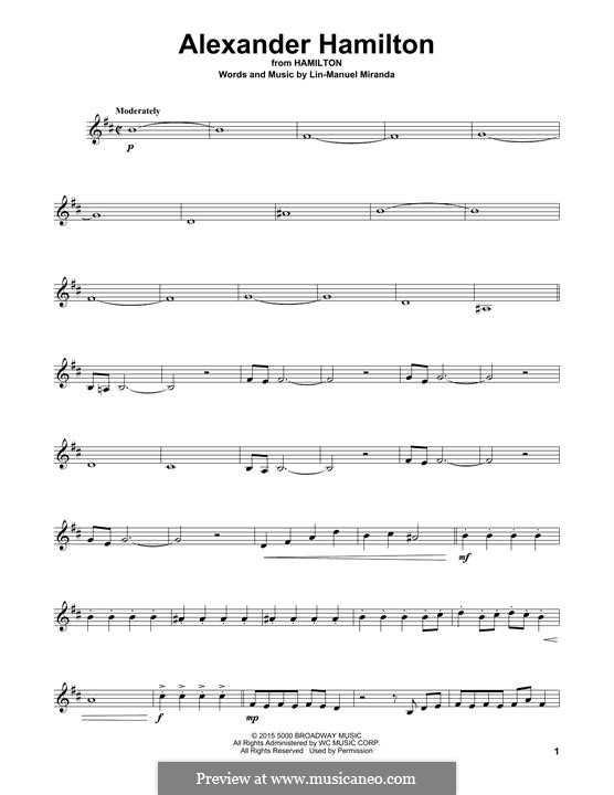 Alexander Hamilton (from 'Hamilton'): para violino by Lin-Manuel Miranda