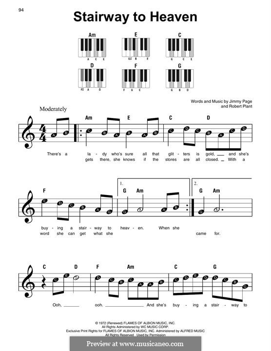 Stairway to Heaven (Led Zeppelin): Para Piano by Jimmy Page, Robert Plant