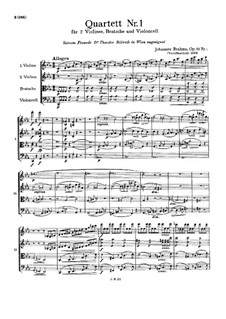 String Quartet No.1 in C Minor, Op.51: partitura completa by Johannes Brahms