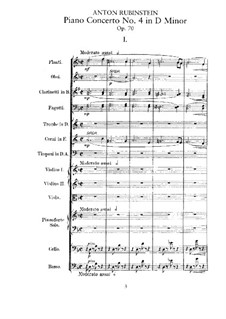 Concerto for Piano and Orchestra No.4 in D Minor, Op.70: partitura completa by Anton Rubinstein