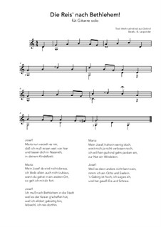 Die Reis' nach Bethlehem: For guitar solo (G Major) by folklore