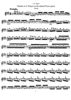 Partita for Violin No.3 in E Major, BWV 1006: arranjo para violino e piano - parte solo by Johann Sebastian Bach