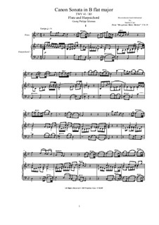 Canon Sonata in B flat major for Flute and Harpsichord, TWV 41/B3: Canon Sonata in B flat major for Flute and Harpsichord by Georg Philipp Telemann