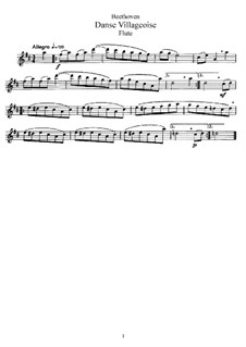 Danse Villageoise for Flute and Piano: parte Solo by Ludwig van Beethoven