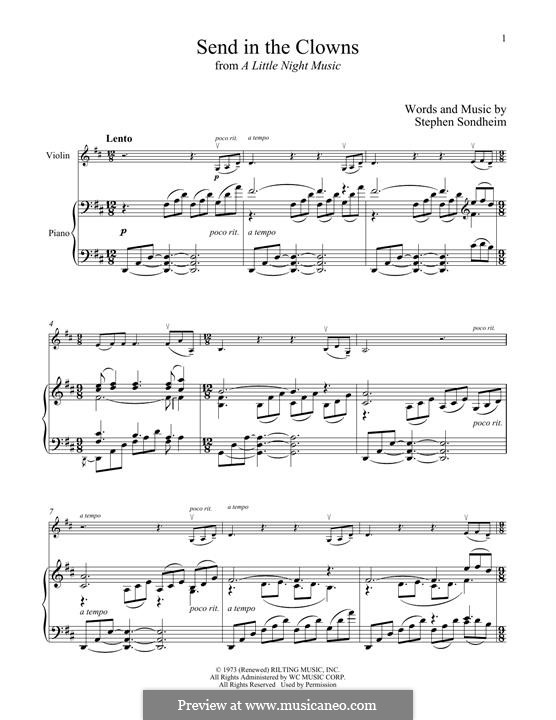 Send in the Clowns (from A Little Night Music): para violino by Stephen Sondheim