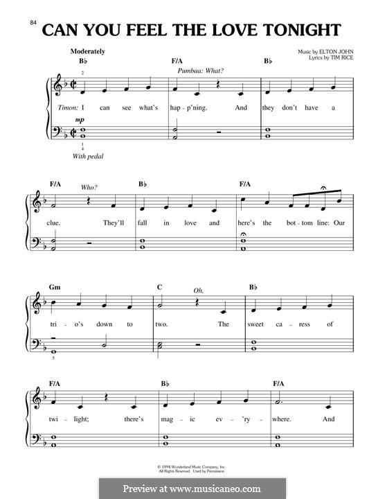 Piano version: Easy notes by Elton John