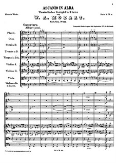 Ascanio in Alba, K.111: partitura completa by Wolfgang Amadeus Mozart