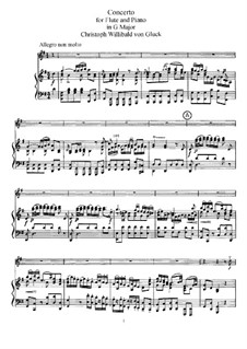 Concerto for Flute and Piano in G Major: partitura by Christoph Willibald Gluck