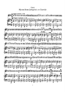 Iphigenia in Tauris, Wq.46: Hymn, for flute and piano – score by Christoph Willibald Gluck