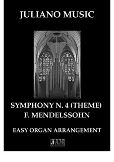 Symphony No.4 in A Major 'Italian', Op.90: Theme, for easy organ - C version by Felix Mendelssohn-Bartholdy