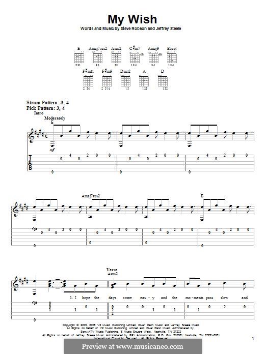 My Wish (Rascal Flatts): Para Guitarra by Jeffrey Steele, Steve Robson