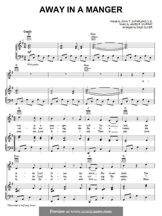 Away in a Manger (Printable Scores): Para vocais e piano (ou Guitarra) by James R. Murray