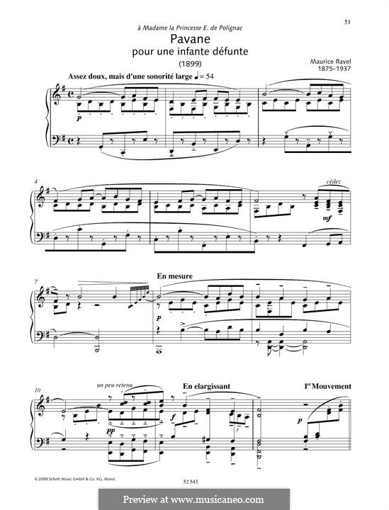 Pavane pour une infante défunte (Pavane for a Dead Princess), M.19: Para Piano by Maurice Ravel
