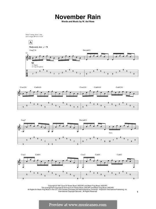 November Rain (Guns N' Roses): Para Guitarra by W. Axl Rose