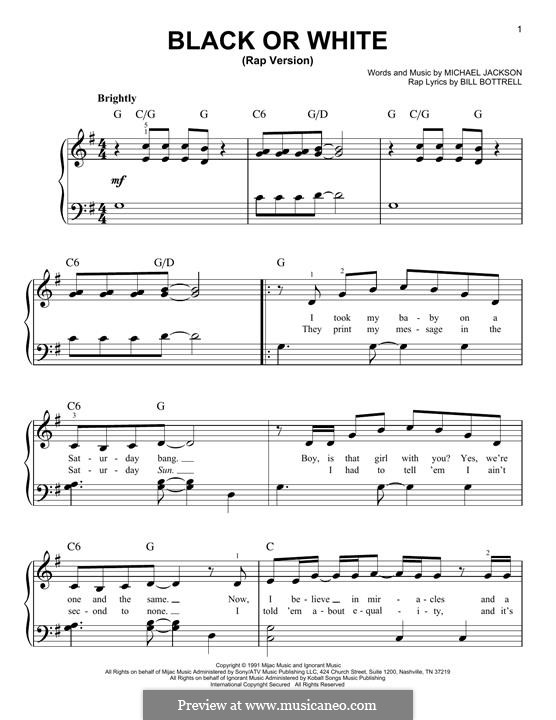 Black or White por B. Bottrell, M. Jackson Partituras on músicaNeo