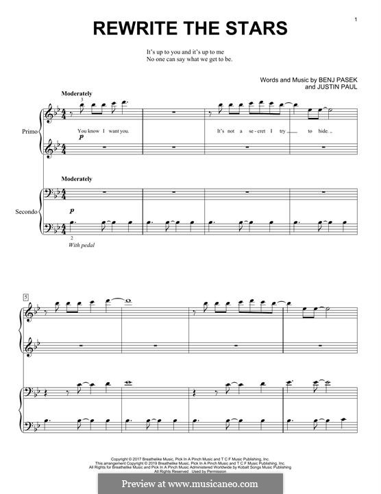 Rewrite the Stars (from The Greatest Showman): Para Piano by Justin Paul, Benj Pasek