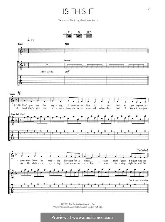 Is This It (The Strokes) por J. Casablancas Partituras on músicaNeo