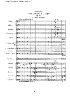 Concerto for Violin and Orchestra in D Major, TH 59 Op.35: partitura completa by Pyotr Tchaikovsky