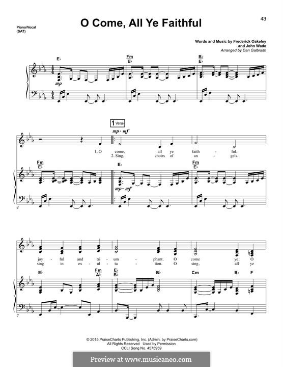 Vocal version: Para vocais e piano by John Francis Wade