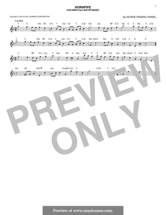 Suite No.2 in D Major, HWV 349: Alla Hornpipe, melody line by Georg Friedrich Händel