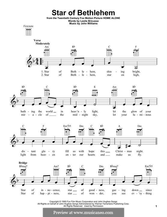 Star of Bethlehem (from Home Alone): para ukulele by John Williams