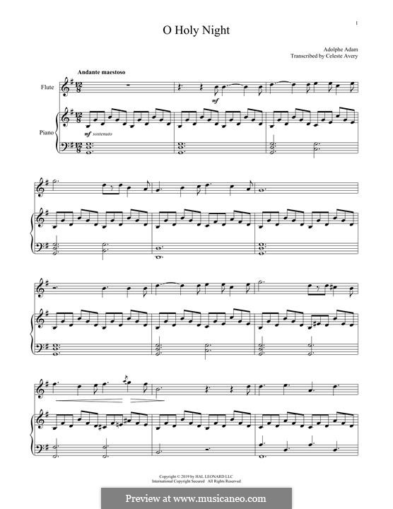 Vocal-instrumental version (Printable scores): para flauta e piano by Adolphe Adam