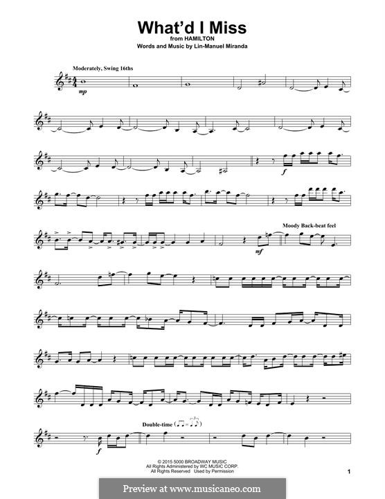 What'd I Miss (from Hamilton): para violino by Lin-Manuel Miranda
