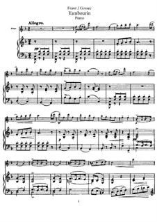 Tambourin in F Major: para flauta e piano by François Joseph Gossec