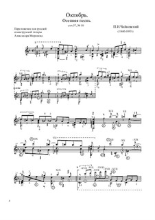 No.10 October (Autumn Song): Para Guitarra by Pyotr Tchaikovsky