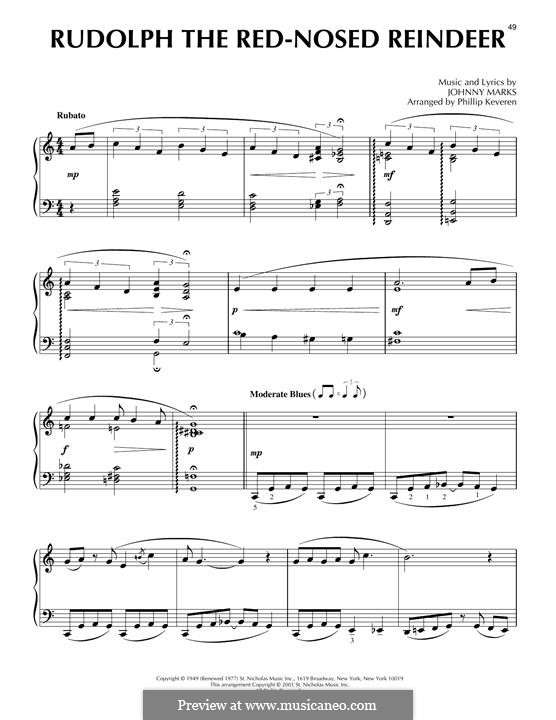 Rudolph the Red-Nosed Reindeer (Piano version): Jazz version by Johnny Marks