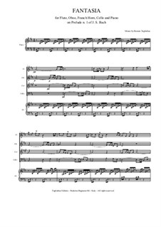 Fantasy on the Prel. No.1 - for Fl, Ob, Hn, Cello and Piano - With parts, BWV 846: Fantasy on the Prel. No.1 - for Fl, Ob, Hn, Cello and Piano - With parts by Johann Sebastian Bach, Renato Tagliabue