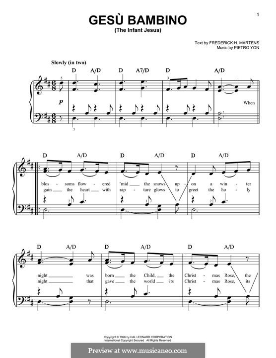 Gesu Bambino (The Infant Jesus): Para Piano by Pietro Yon