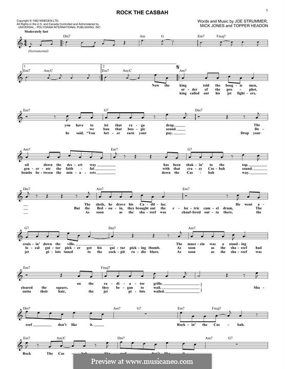 Rock the Casbah (The Clash): melodia by Joe Strummer, Mick Jones, Topper Headon