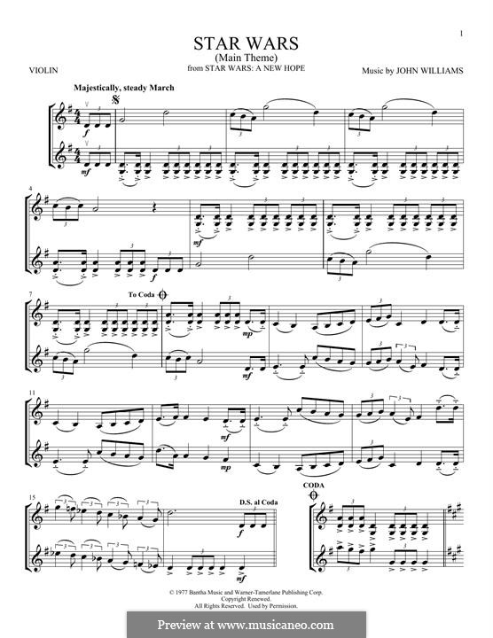 Star Wars (Main Theme): para dois violinos by John Williams