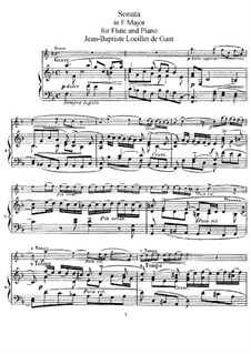 Sonata for Recorder and Basso Continuo in F Major: para flauta e piano by Jean Baptiste Loeillet de Gant