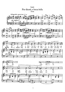 Pur dicesti, o bocca bella: Para vocais e piano by Antonio Lotti