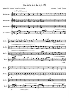 No.6 in B Minor: For clarinets quartet by Frédéric Chopin