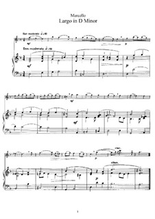 Largo in D Minor for Flute and Piano: partitura by Benedetto Marcello