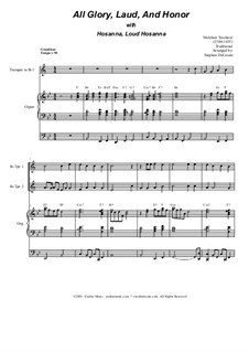 All Glory, Laud, and Honor (with 'Hosanna, Loud Hosanna'): Duet for Bb-trumpet by Unknown (works before 1850), Melchior Teschner