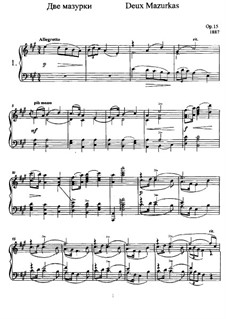 Two Mazurkas, Op.15: Para Piano by Anatoly Lyadov