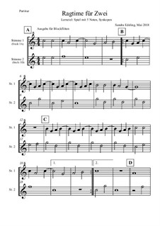 Ragtime für Zwei - für 1 Sopran- und 1 Altblockflöte: Ragtime für Zwei - für 1 Sopran- und 1 Altblockflöte by Sandra Edeling