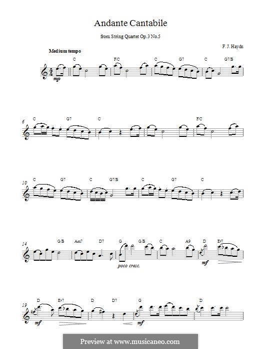 String Quartet in F Major, Hob.III/17 Op.3 No.5: Movement II. Version for guitar by Joseph Haydn