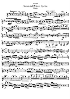 Sonata for Violin and Piano No.2 in E Minor, Op.36a: Parte de solo by Ferruccio Busoni