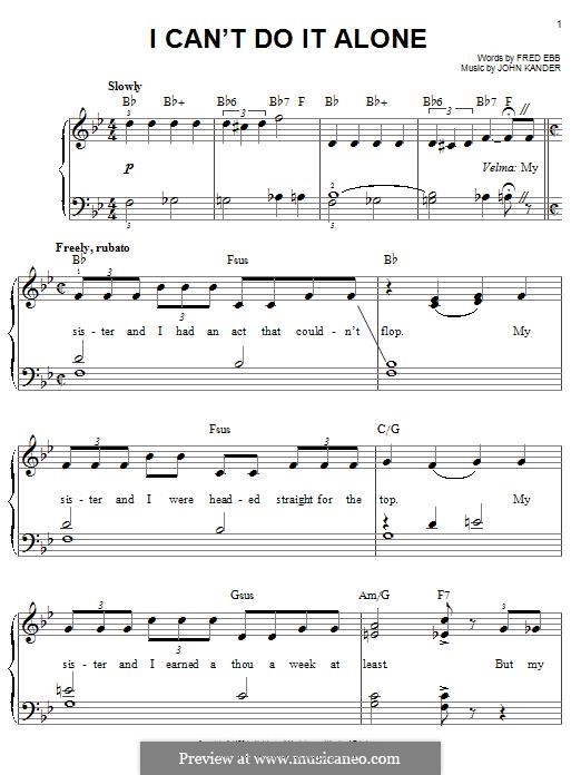 I Can't Do It Alone: Para Piano by John Kander