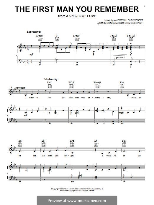 The First Man You Remember: Para vocais e piano (ou Guitarra) by Andrew Lloyd Webber