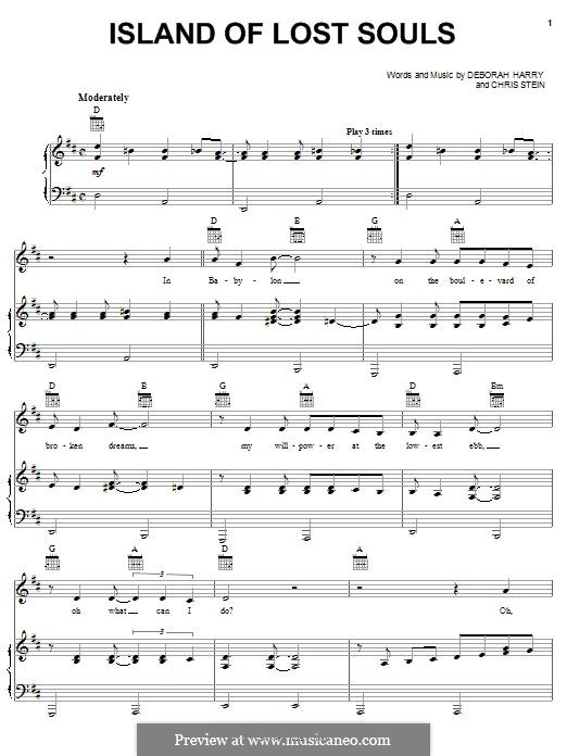 Island of Lost Souls (Blondie): Para vocais e piano (ou Guitarra) by Chris Stein, Deborah Harry