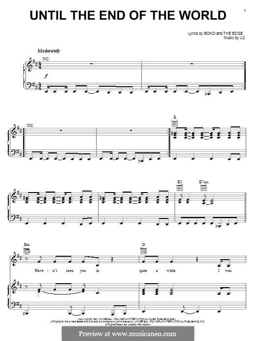 Until the End of the World: Para vocais e piano (ou Guitarra) by U2