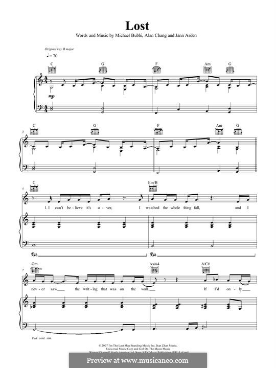 Lost: Para vocais e piano (ou Guitarra) by Alan Chang, Jann Arden Richards