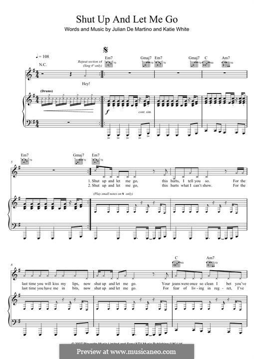 Shut Up and Let Me Go (The Ting Tings): Para vocais e piano (ou Guitarra) by Jules De Martino, Katie White