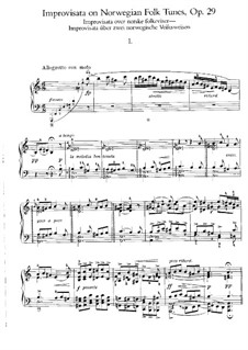 Improvisations on Two Norwegian Folk Tunes, Op.29: Para Piano by Edvard Grieg